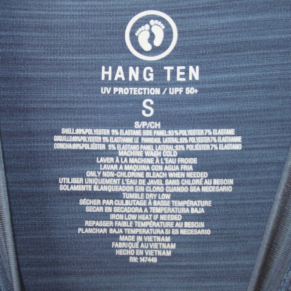HANG TEN MENS UPF 50+ SUN TEE T SHIRT NWT LONG SLEEVE SZ SMALL BLUE GRAY POCKET - Picture 10 of 13